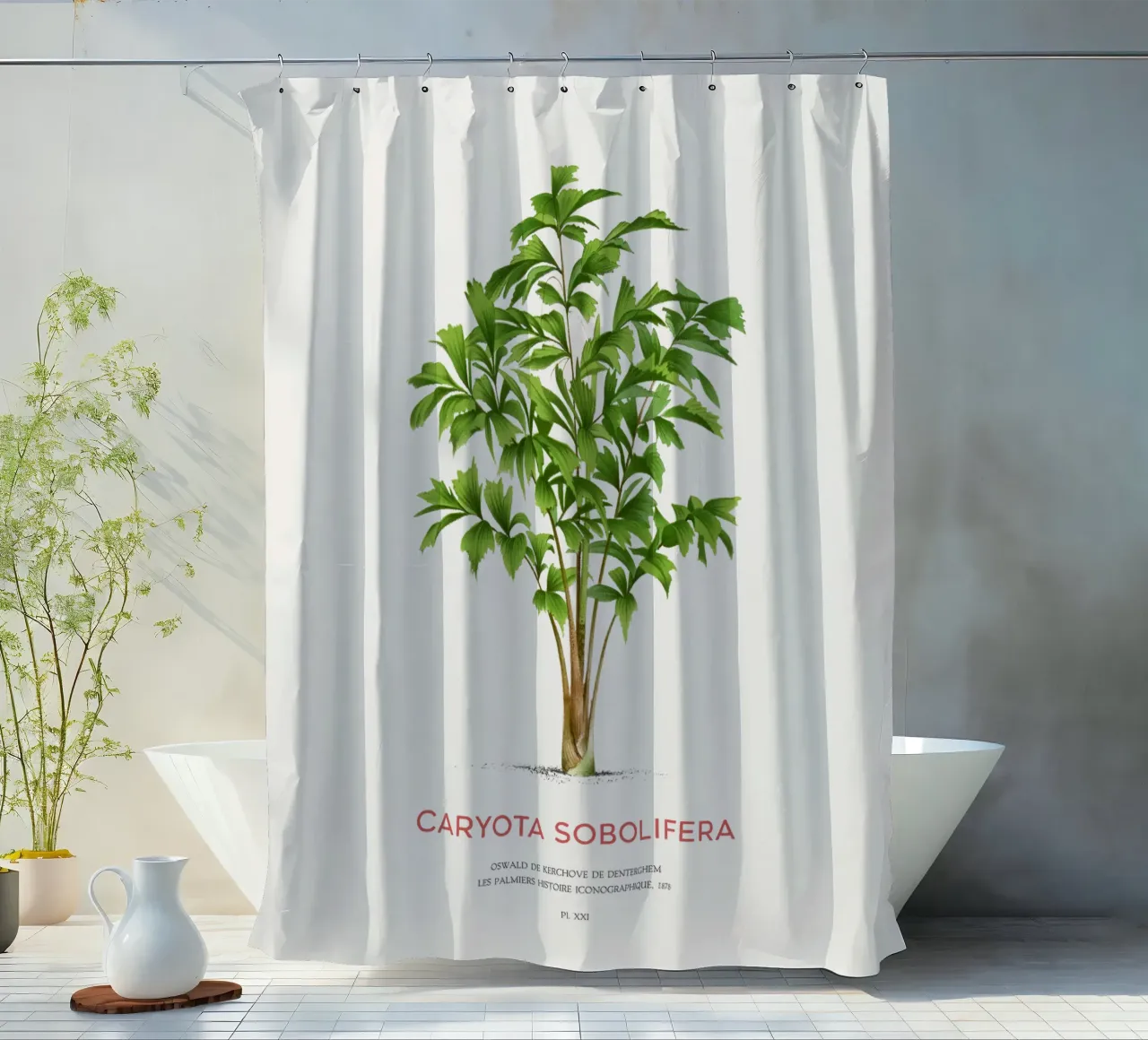 Palma a coda di pesce a grappolo o Caryota Sobolifera tenda da doccia da Vintagrafica