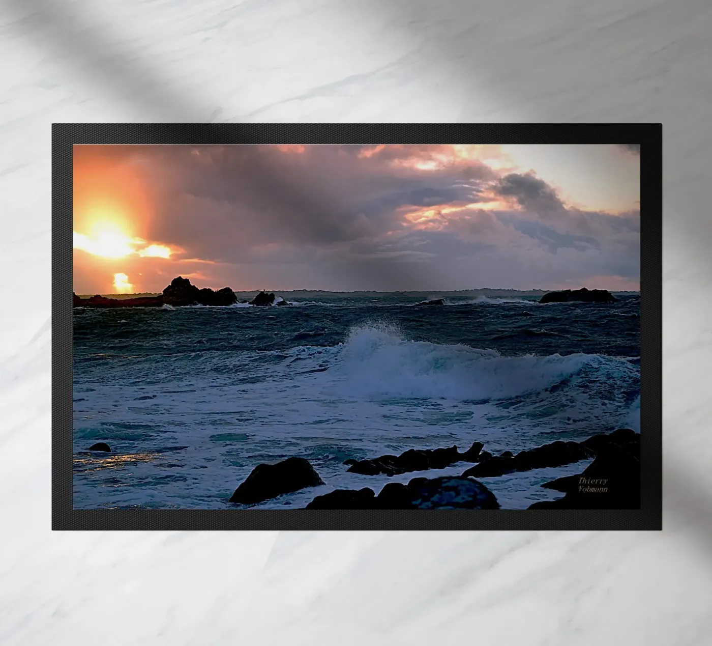 WAVES AND SUNSET. doormat by THIERRY VOBMANN.MY BEST PHOTOS.
