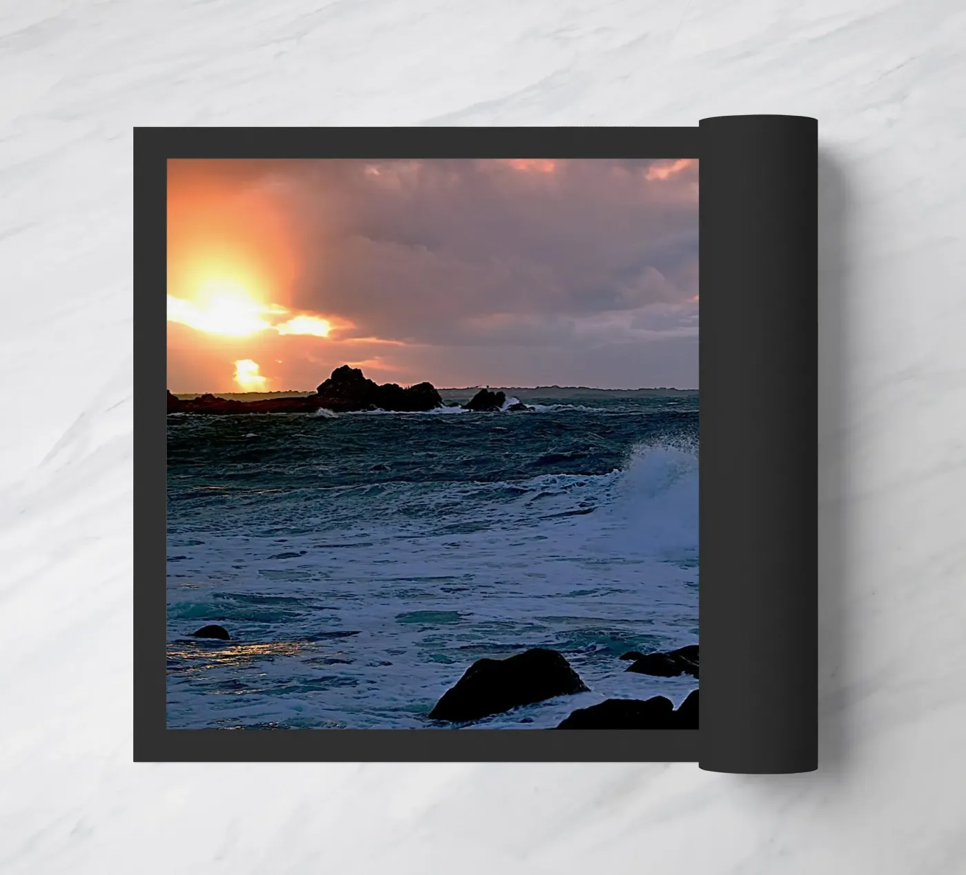 WAVES AND SUNSET. doormat by THIERRY VOBMANN.MY BEST PHOTOS.