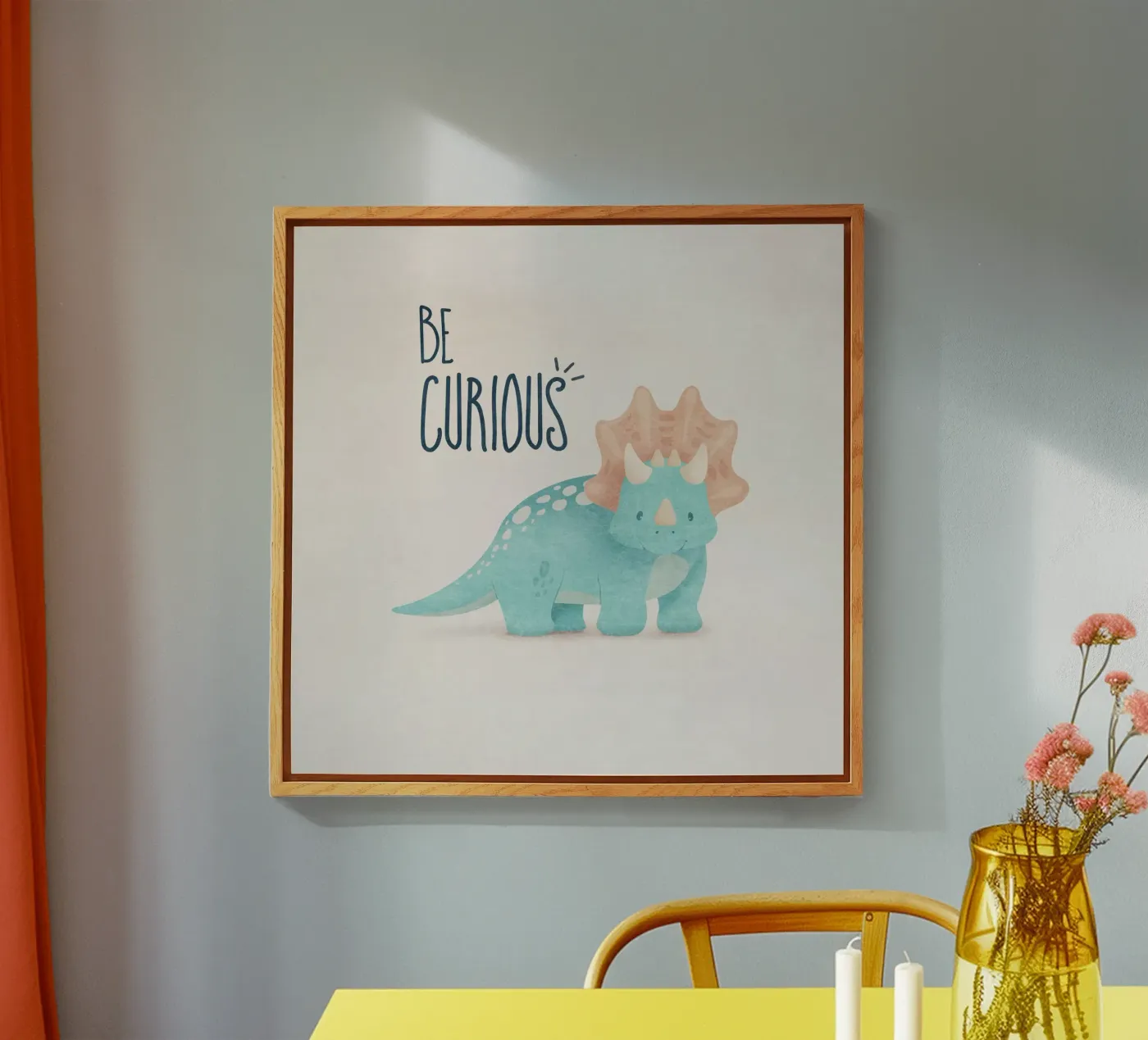 Dino Be Curious acryl van Emel Tunaboylu
