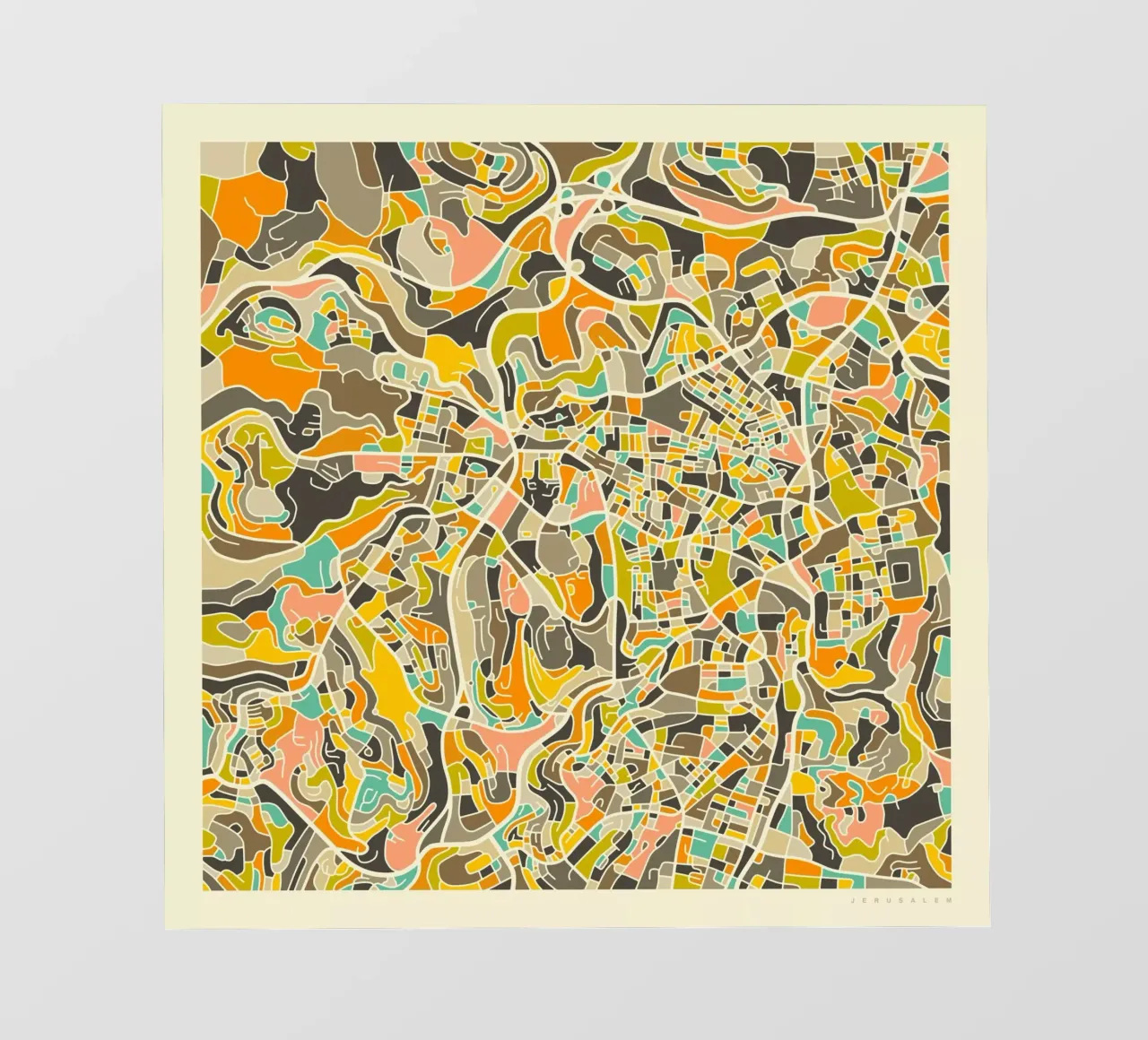 Jerusalem Map fotobehang van Jazzberry Blue