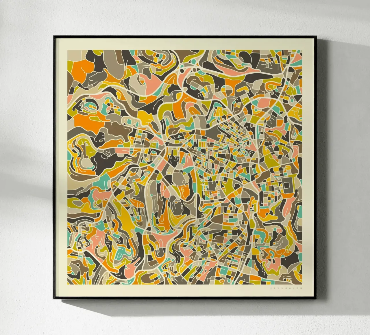 Jerusalem Map acryl van Jazzberry Blue