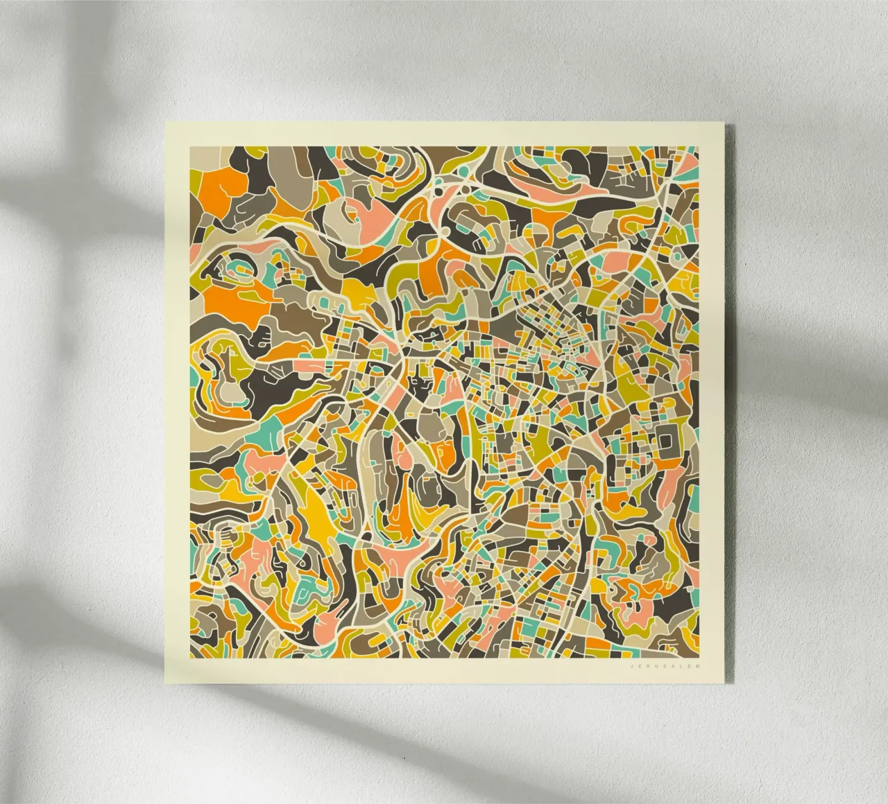 Jerusalem Map acryl van Jazzberry Blue