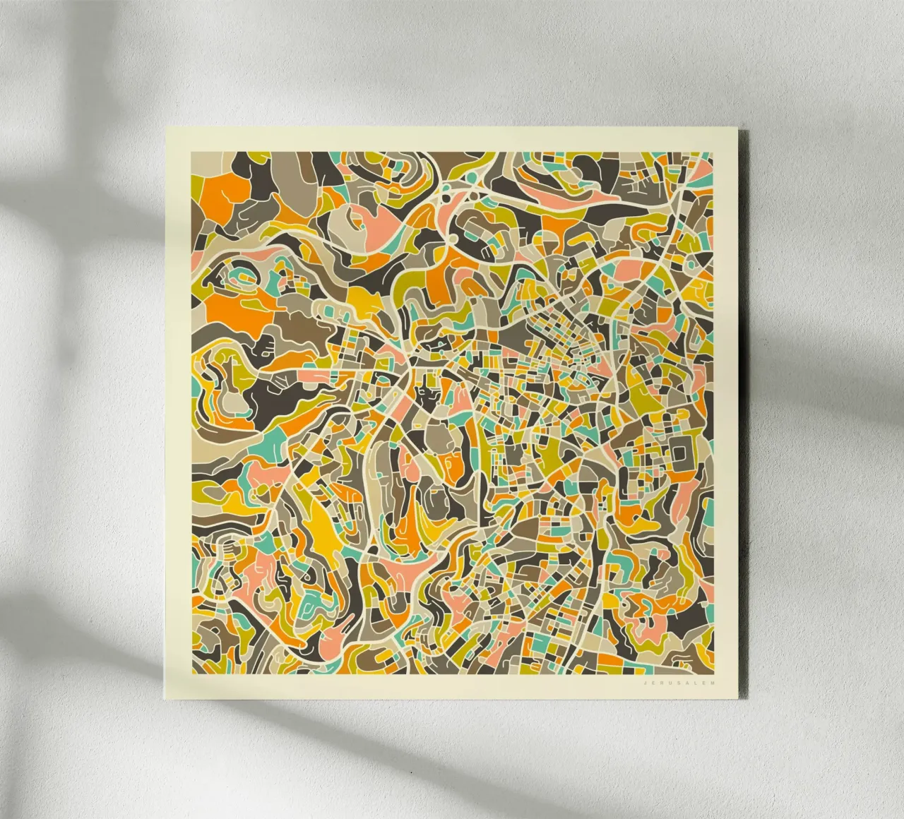 Mappa di Gerusalemme alluminio dibond da Jazzberry Blue