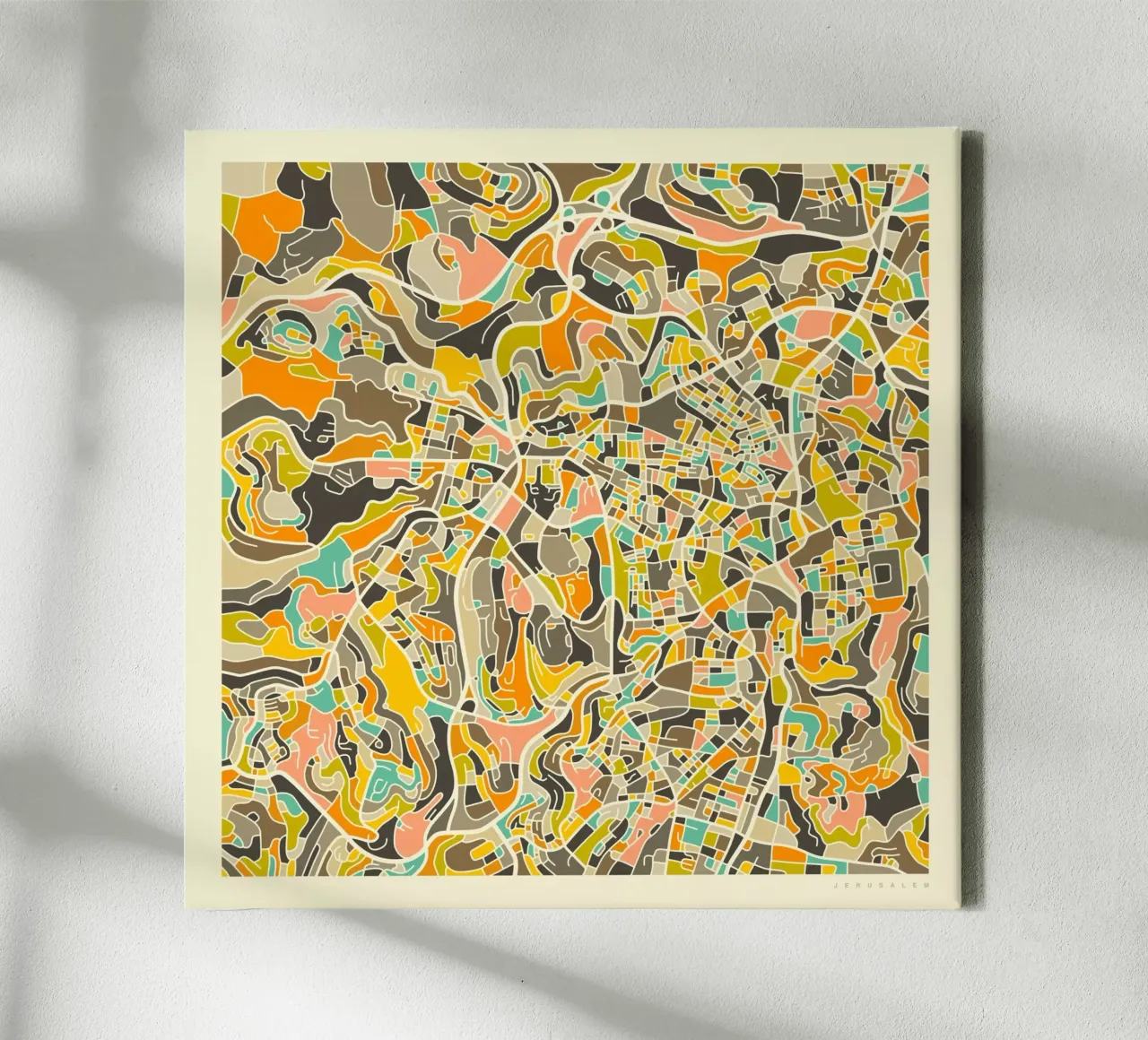 Jerusalem Map canvas van Jazzberry Blue