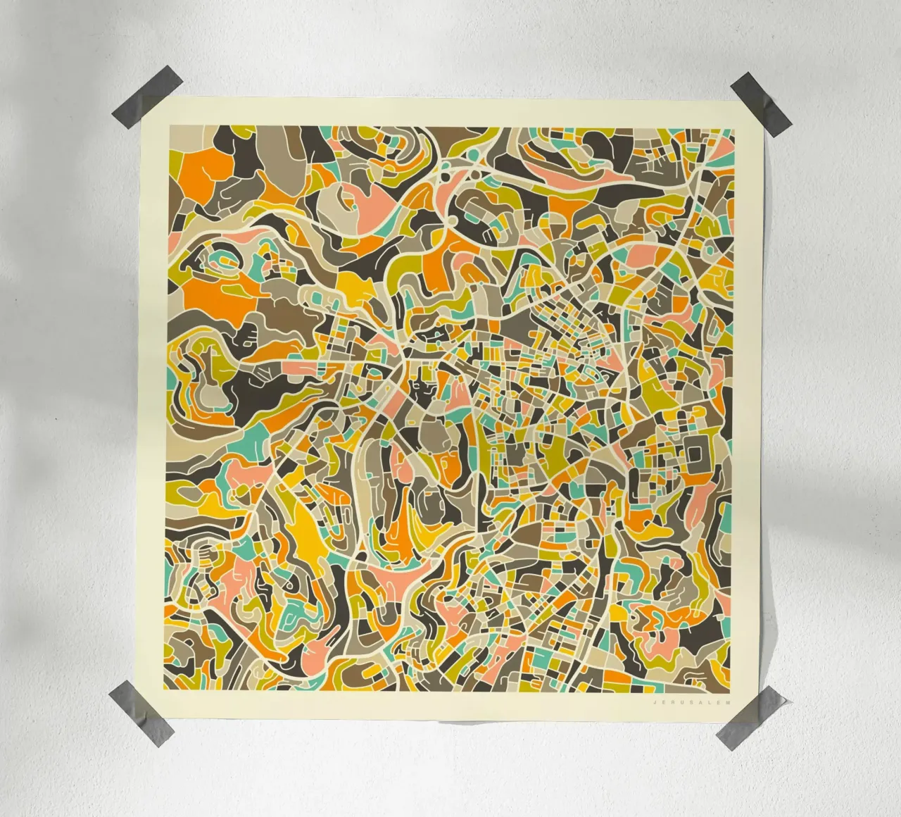 Mappa di Gerusalemme carta hahnemühle da Jazzberry Blue