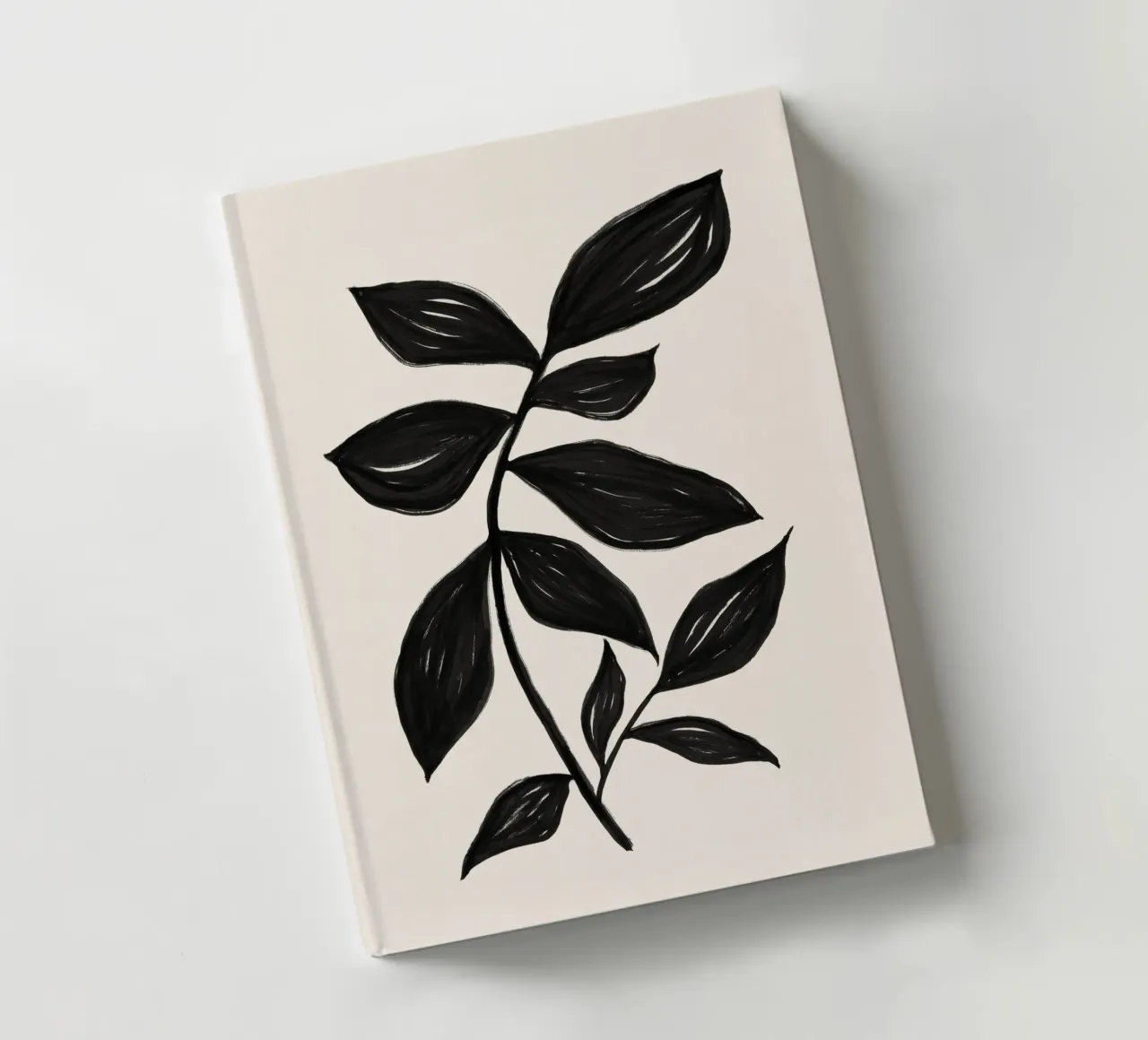Minimalist Black Botanical Art Print - Leaf Study 2 notebook by kookiepixel