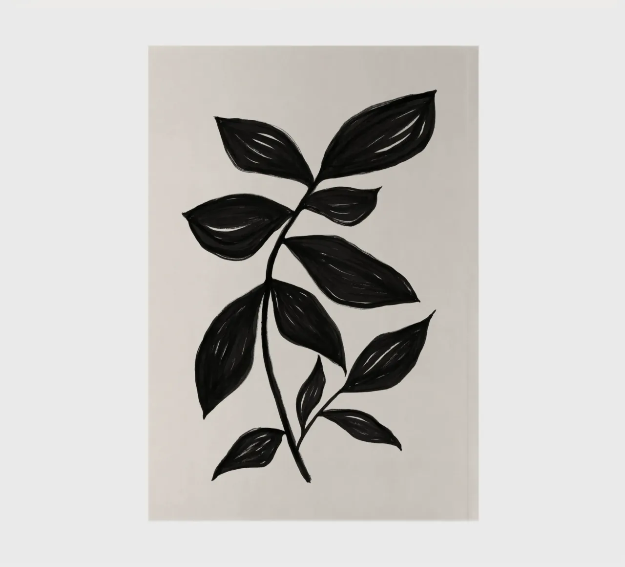 Minimalist Black Botanical Art Print - Leaf Study 2 notebook by kookiepixel