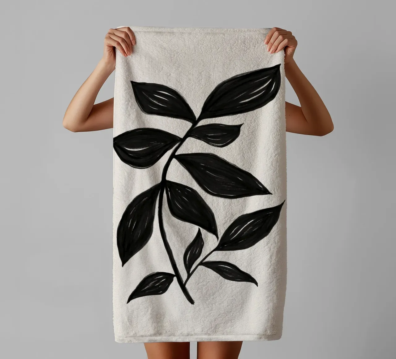 Minimalist Black Botanical Art Print - Leaf Study 2 towel by kookiepixel