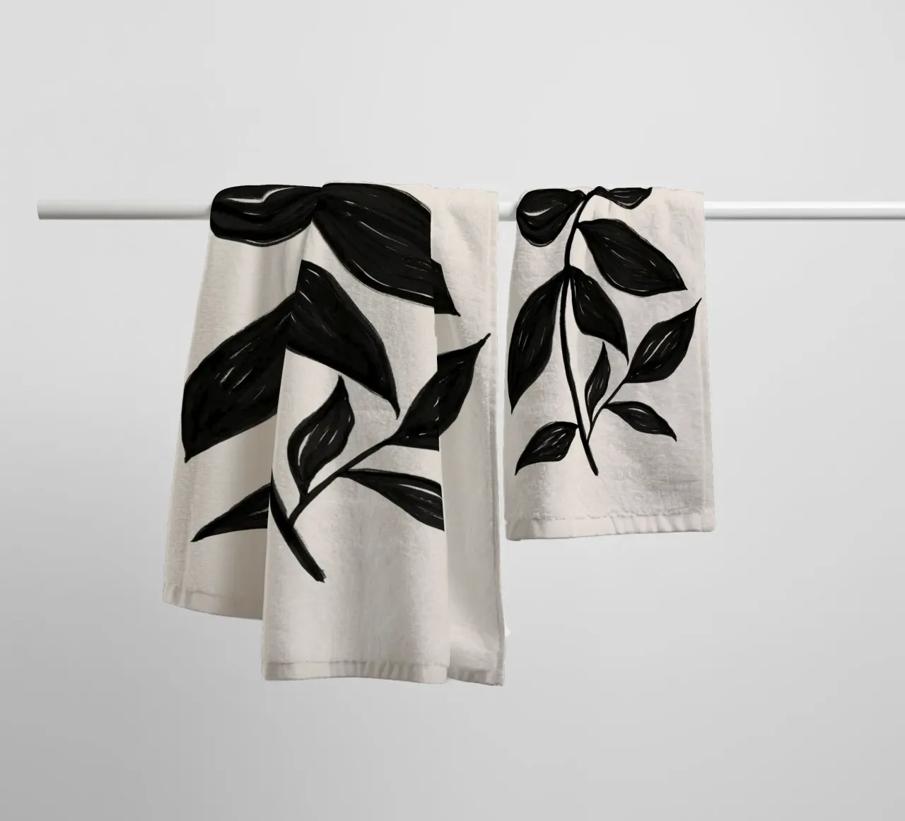 Minimalist Black Botanical Art Print - Leaf Study 2 towel by kookiepixel