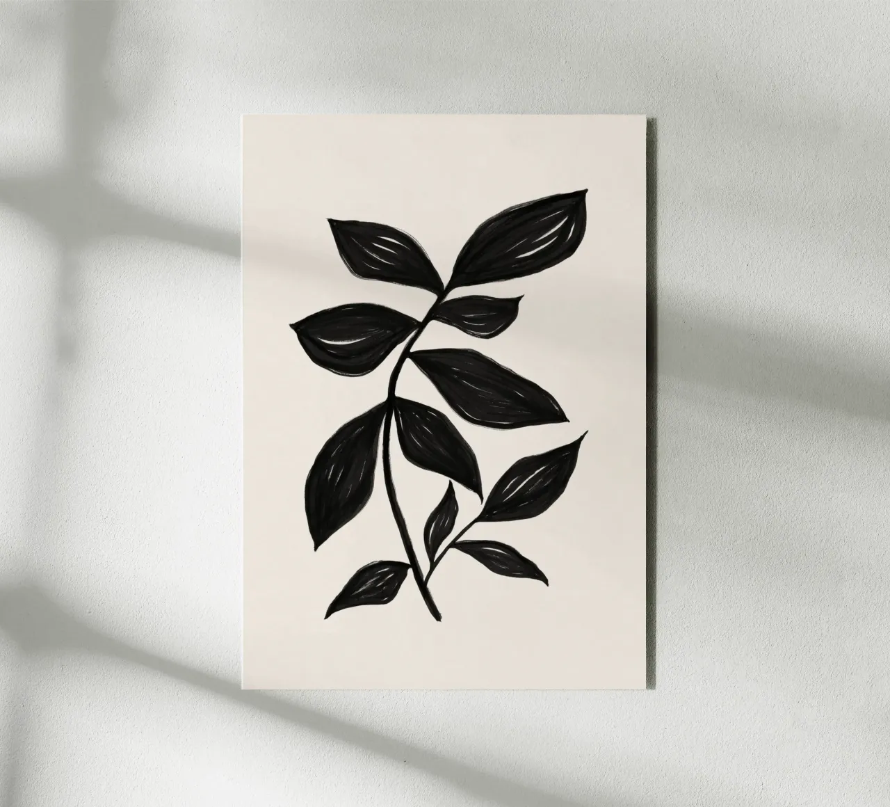 Stampa botanica nera minimalista - Studio di foglie 2 alluminio dibond da kookiepixel