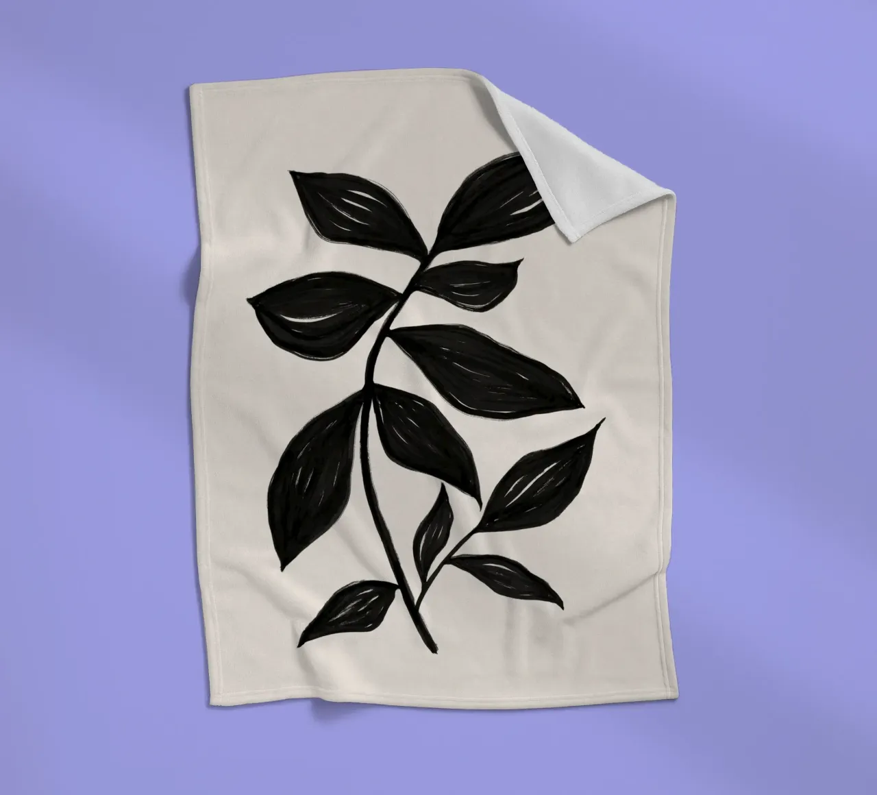 Minimalist Black Botanical Art Print - Leaf Study 2 fleece blanket by kookiepixel