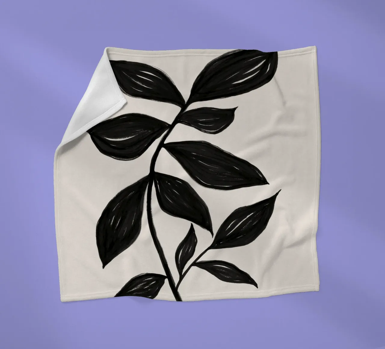 Minimalist Black Botanical Art Print - Leaf Study 2 fleece blanket by kookiepixel