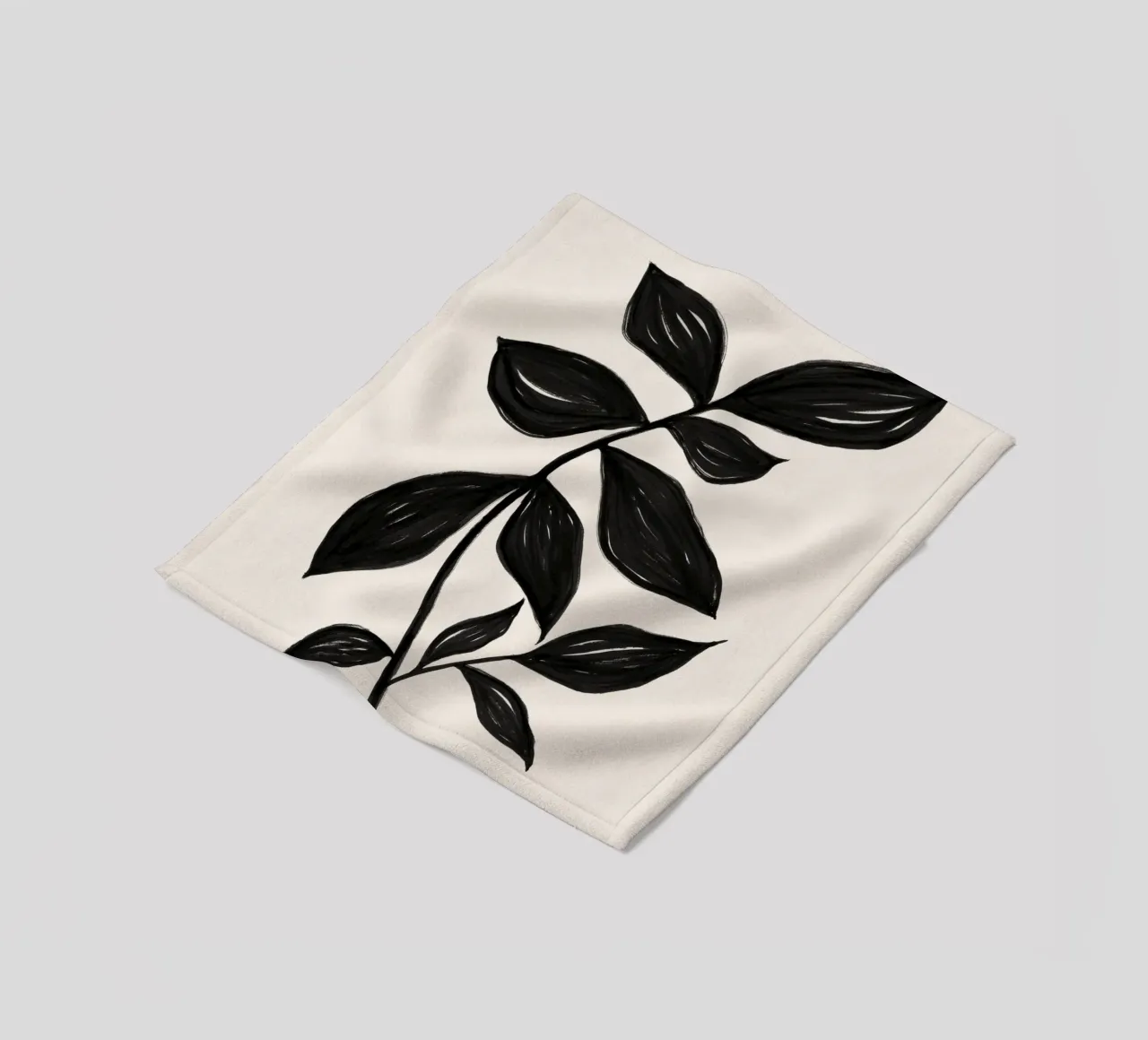Minimalist Black Botanical Art Print - Leaf Study 2 fleece blanket by kookiepixel