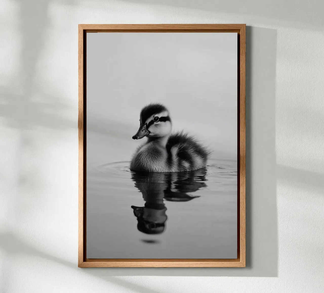 Chicks on water with reflection | Work 29 canvas with Floater frame by Paws & Portraits