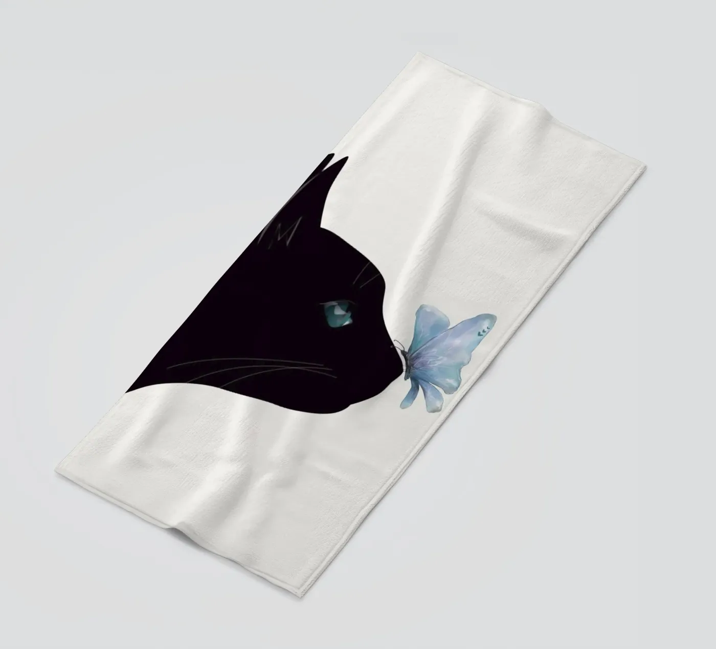 Cat and Butterfly Strandtuch von Nadjaa