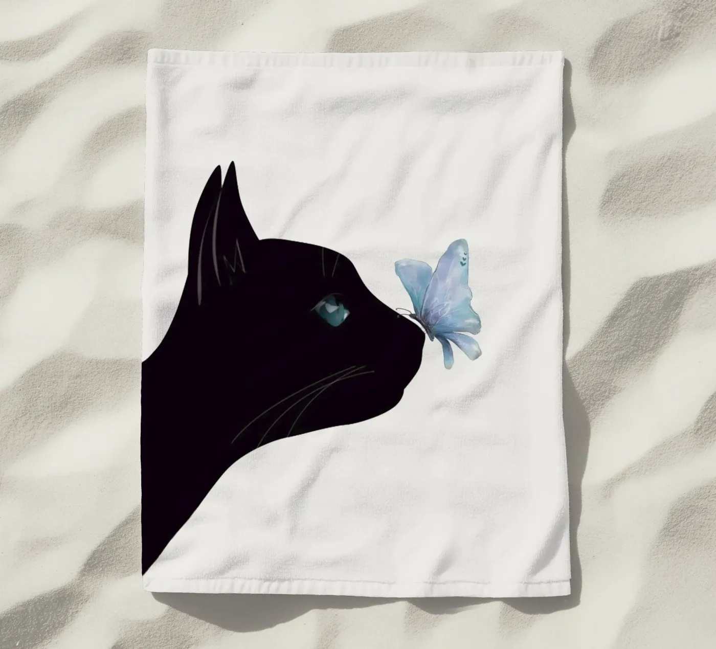 Cat and Butterfly Strandtuch von Nadjaa