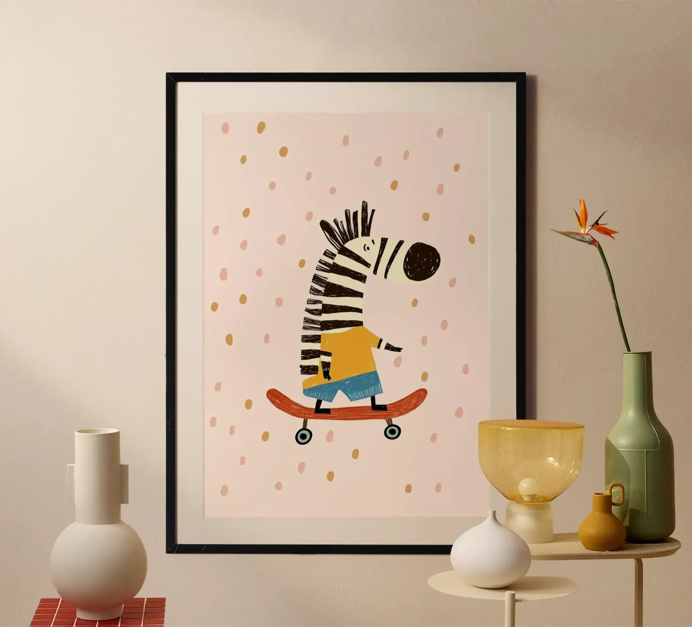 Zebra Skating poster van Dreamy Nursery