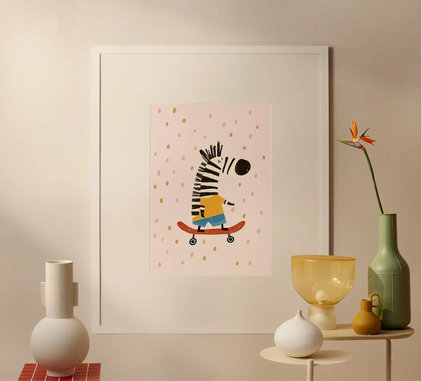 Zebra Skating poster van Dreamy Nursery