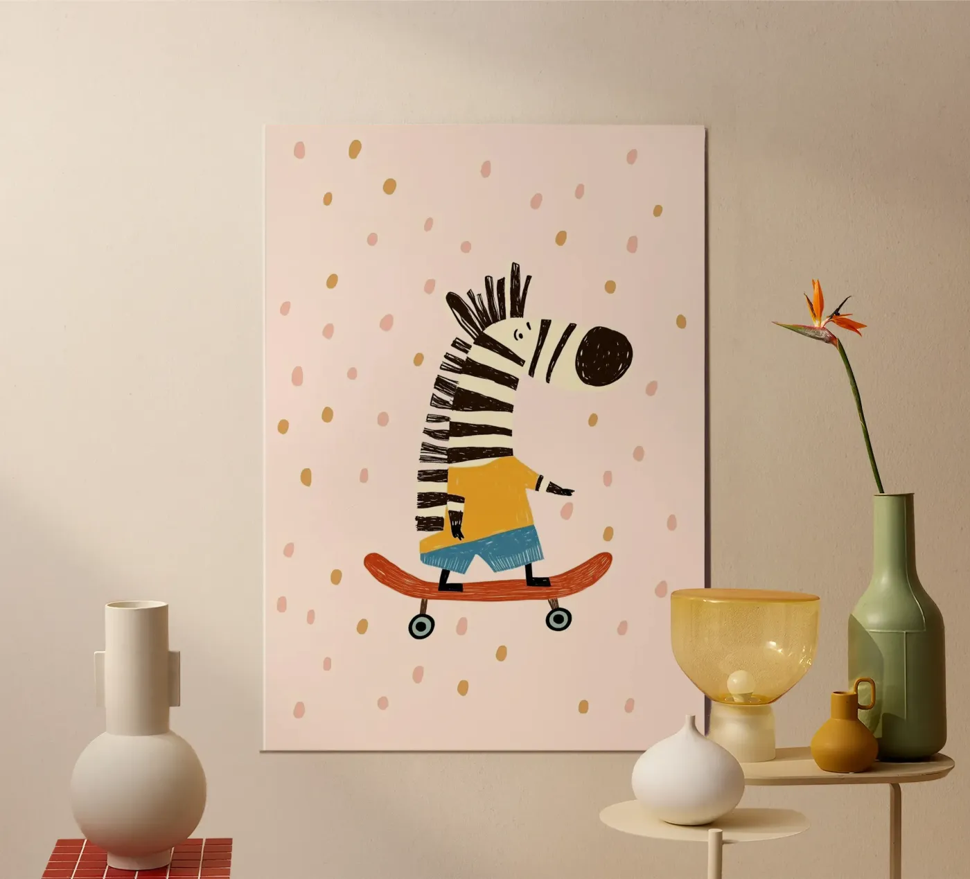 Zebra Skating poster van Dreamy Nursery