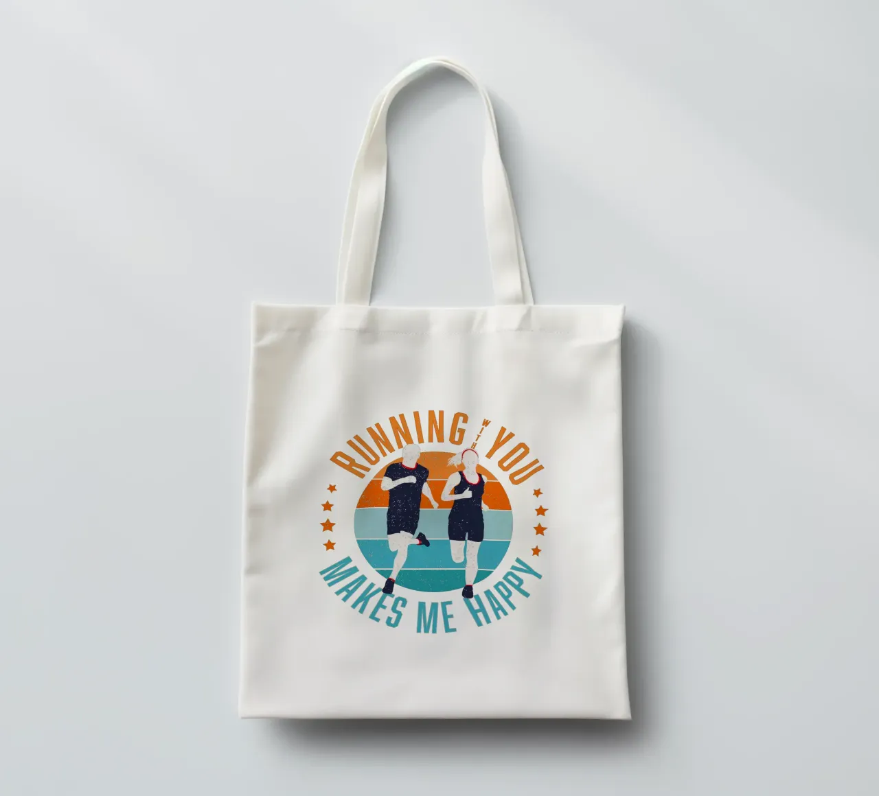 Corridore. Corridore. Correre con te mi rende felice. borsa in juta da CalliLetters