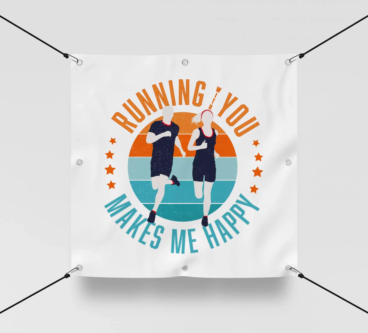 Corridore. Corridore. Correre con te mi rende felice. telo in pvc da CalliLetters