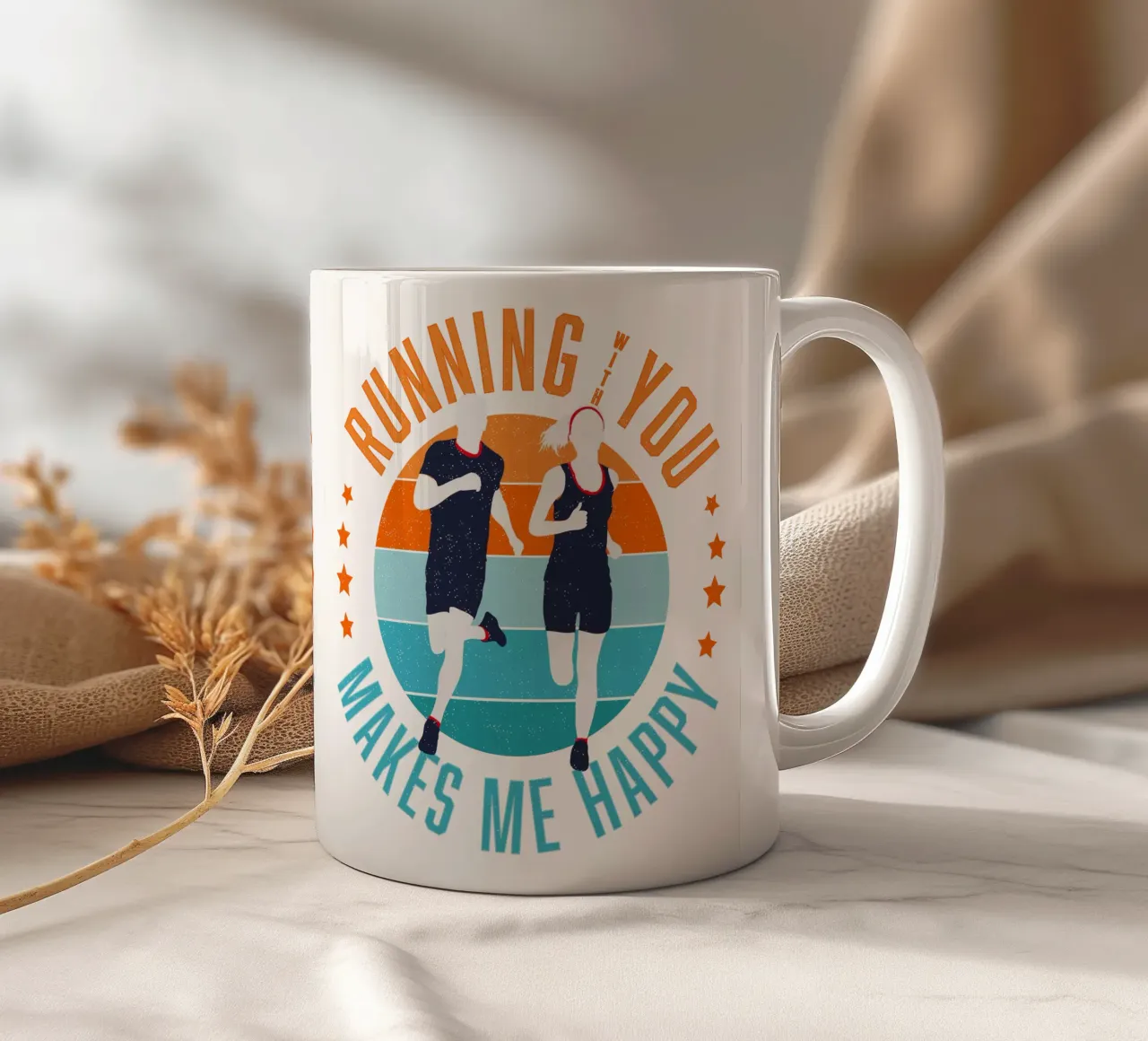 Corridore. Corridore. Correre con te mi rende felice. tazza in ceramica da CalliLetters