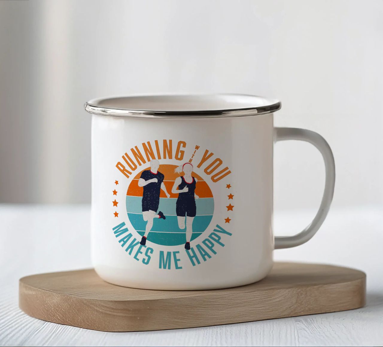 Corridore. Corridore. Correre con te mi rende felice. tazza in smalto da CalliLetters