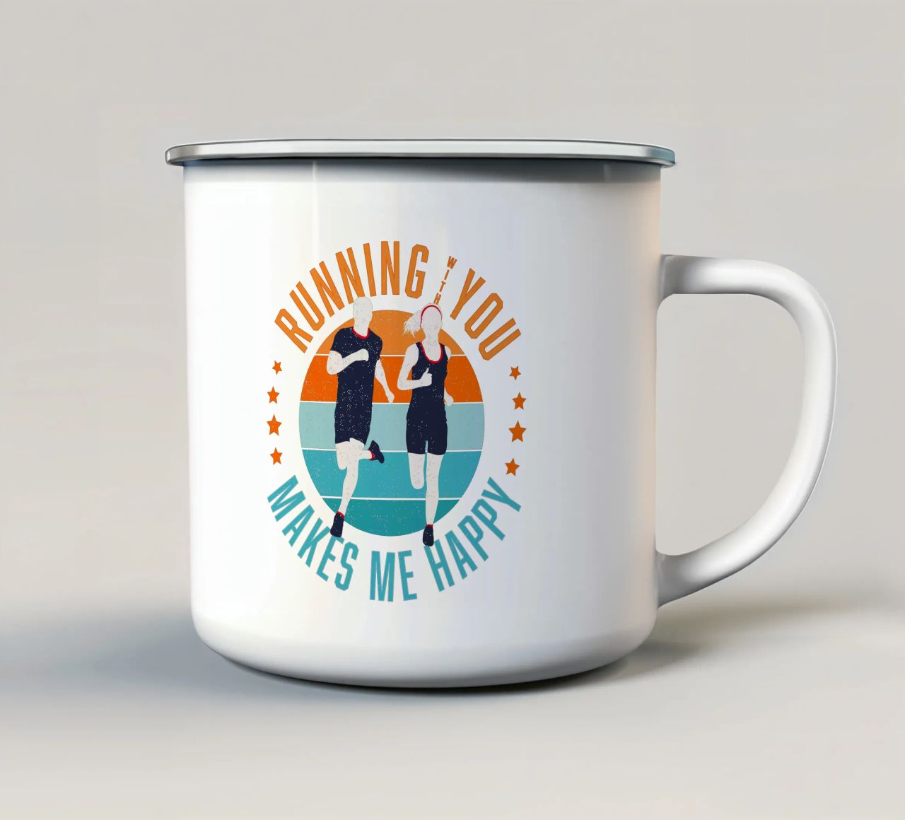 Corridore. Corridore. Correre con te mi rende felice. tazza in smalto da CalliLetters
