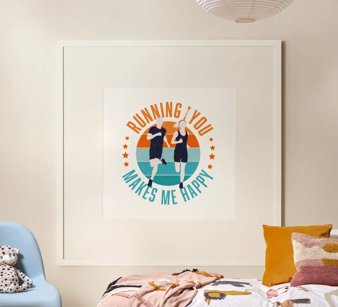 Corridore. Corridore. Correre con te mi rende felice. poster con telaio in plastica da CalliLetters