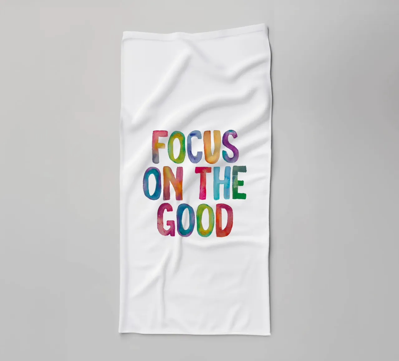 Focus on the Good Rainbow Typography Design towel by THE MOTIVATED TYPE