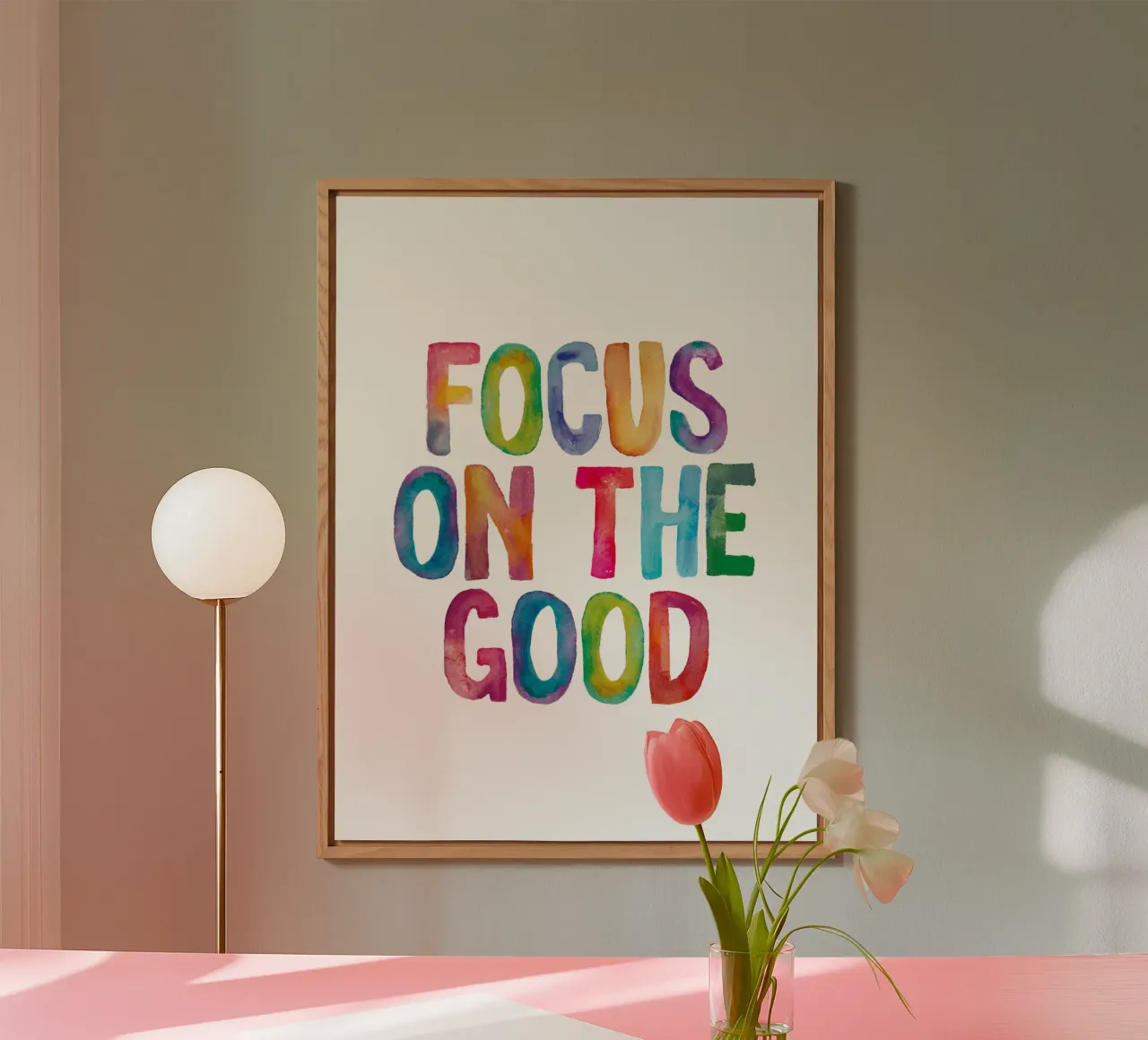 Focus on the Good Rainbow Typography Design forex plate by THE MOTIVATED TYPE