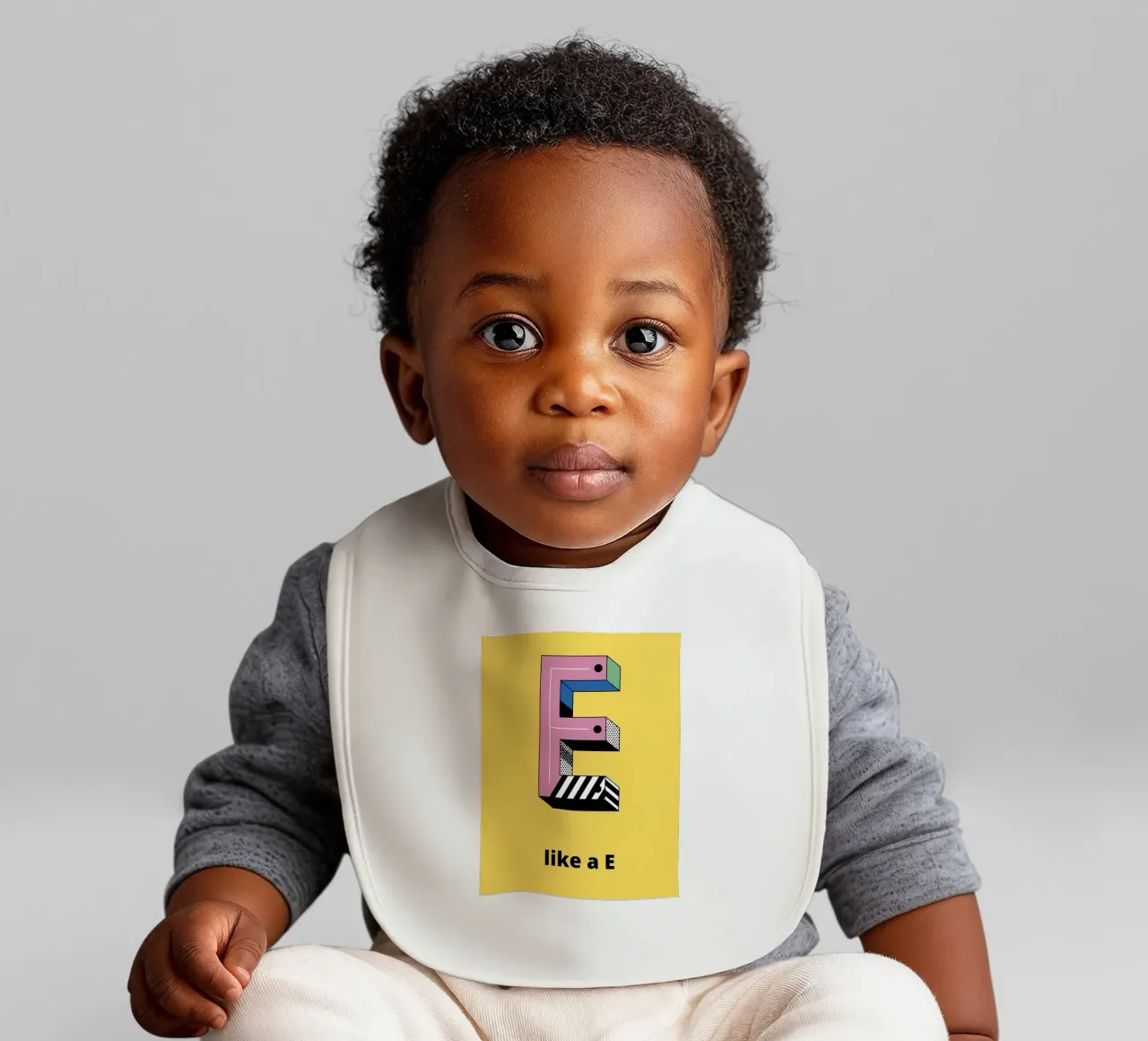 It's like E... baby bib by alphabetillustration