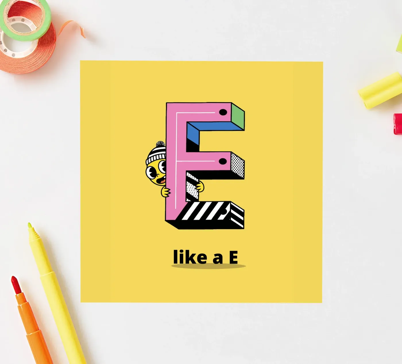 E come E... Alfabeto per bambini adesivo da The Little Animals Club