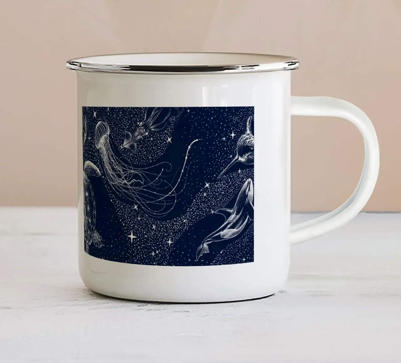 Oceano cosmico tazza in smalto da aliriza cakir