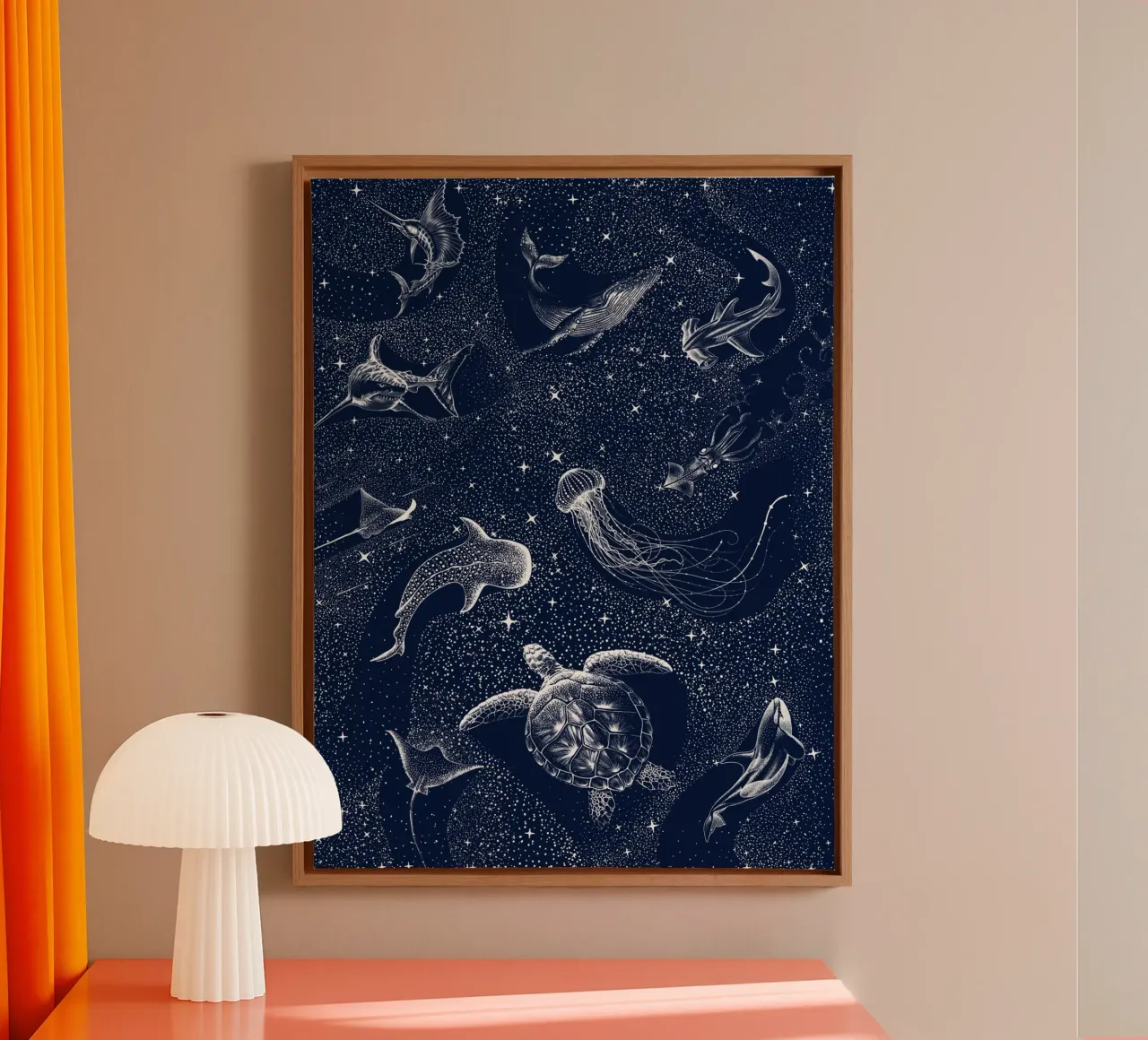 Kosmische Oceaan canvas met Baklijst van aliriza cakir