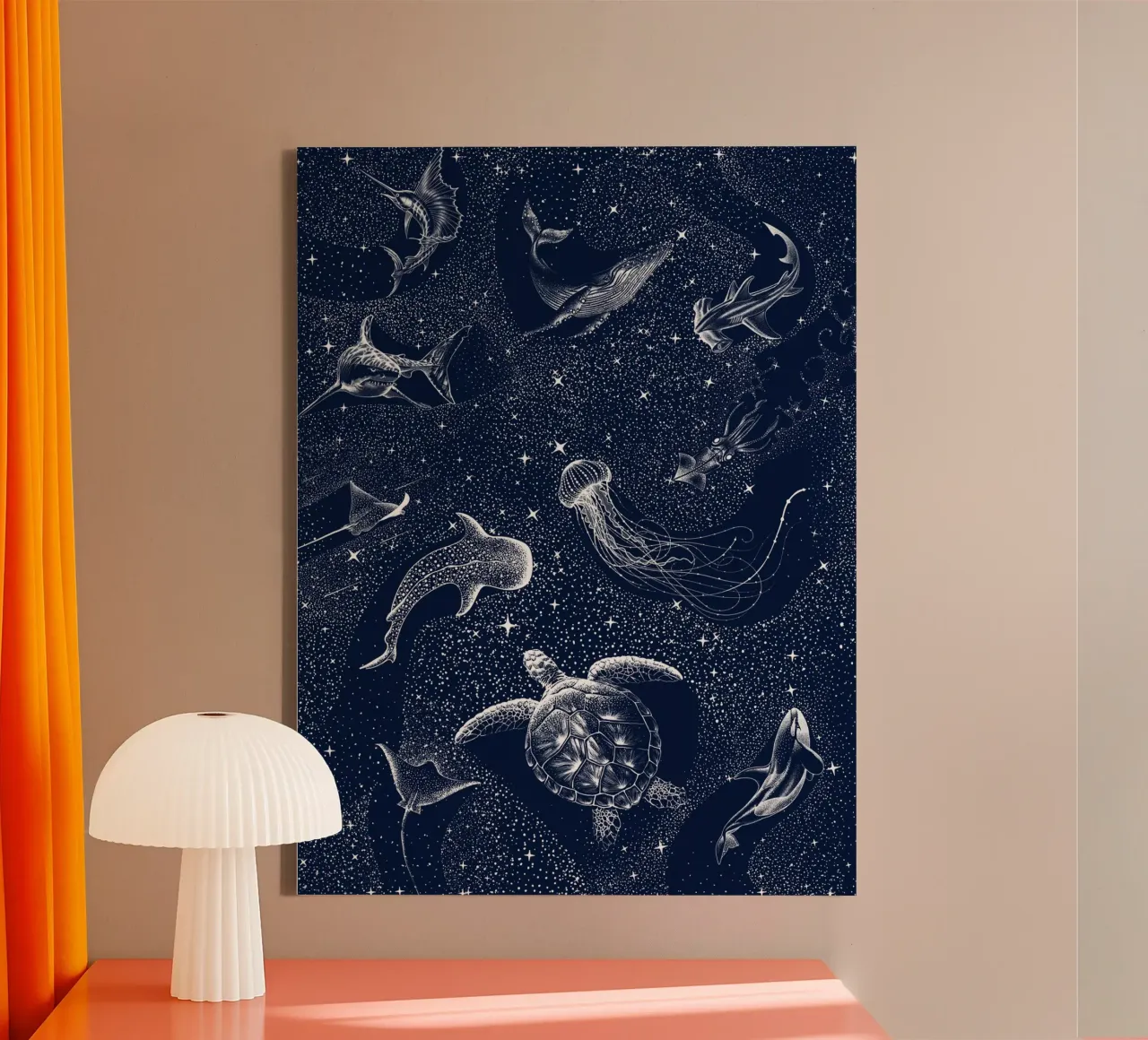 Kosmische Oceaan canvas met Baklijst van aliriza cakir
