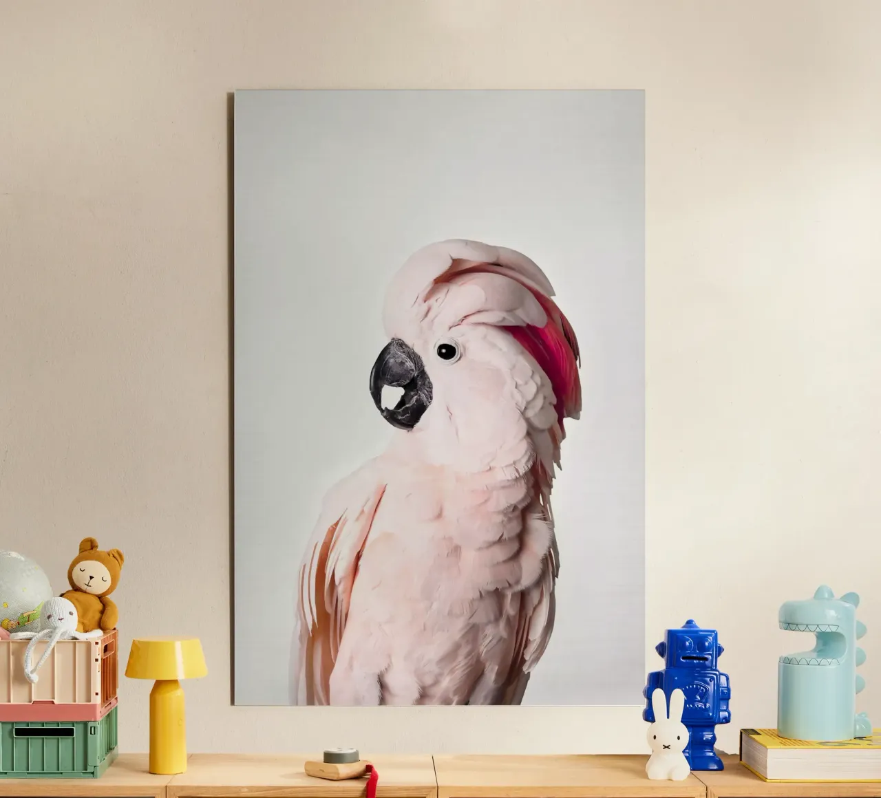 Cacatua rosa alluminio dibond da Kathrin Pienaar