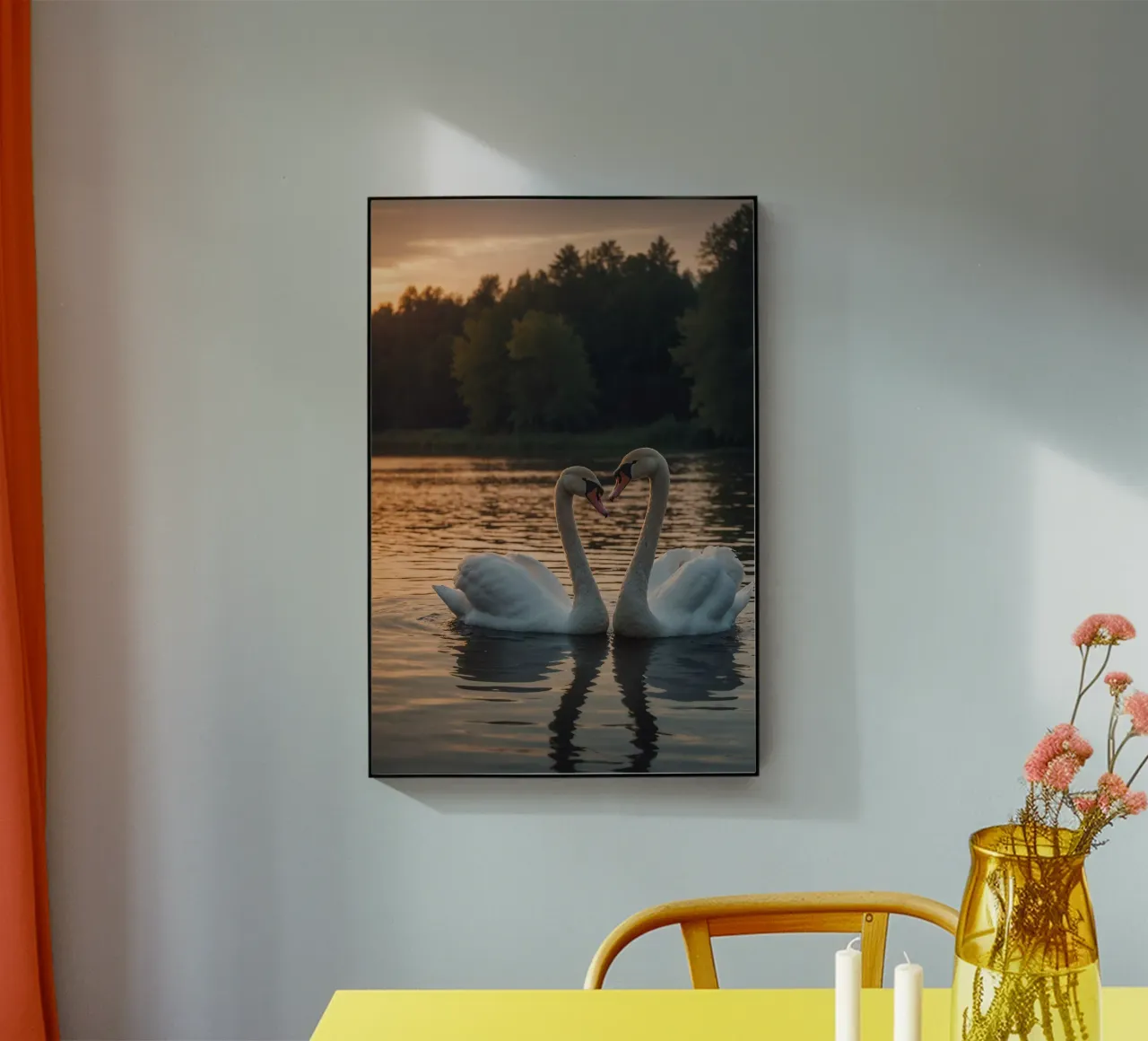 Cigni in un romantico crepuscolo | Werk 5 | Limited plexiglass da Paws & Portraits