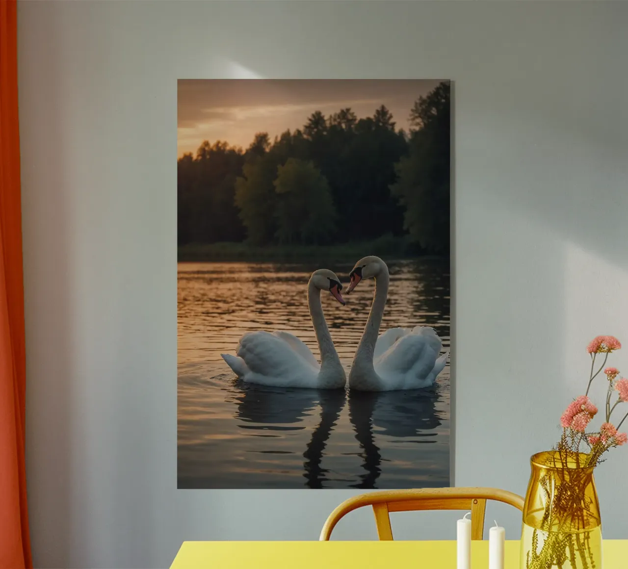 Cigni in un romantico crepuscolo | Werk 5 | Limited plexiglass da Paws & Portraits
