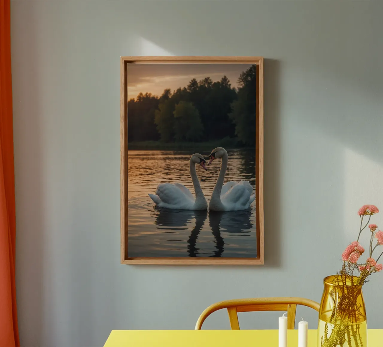 Cigni in un romantico crepuscolo | Werk 5 | Limited tela con Cornice a cassetta da Paws & Portraits