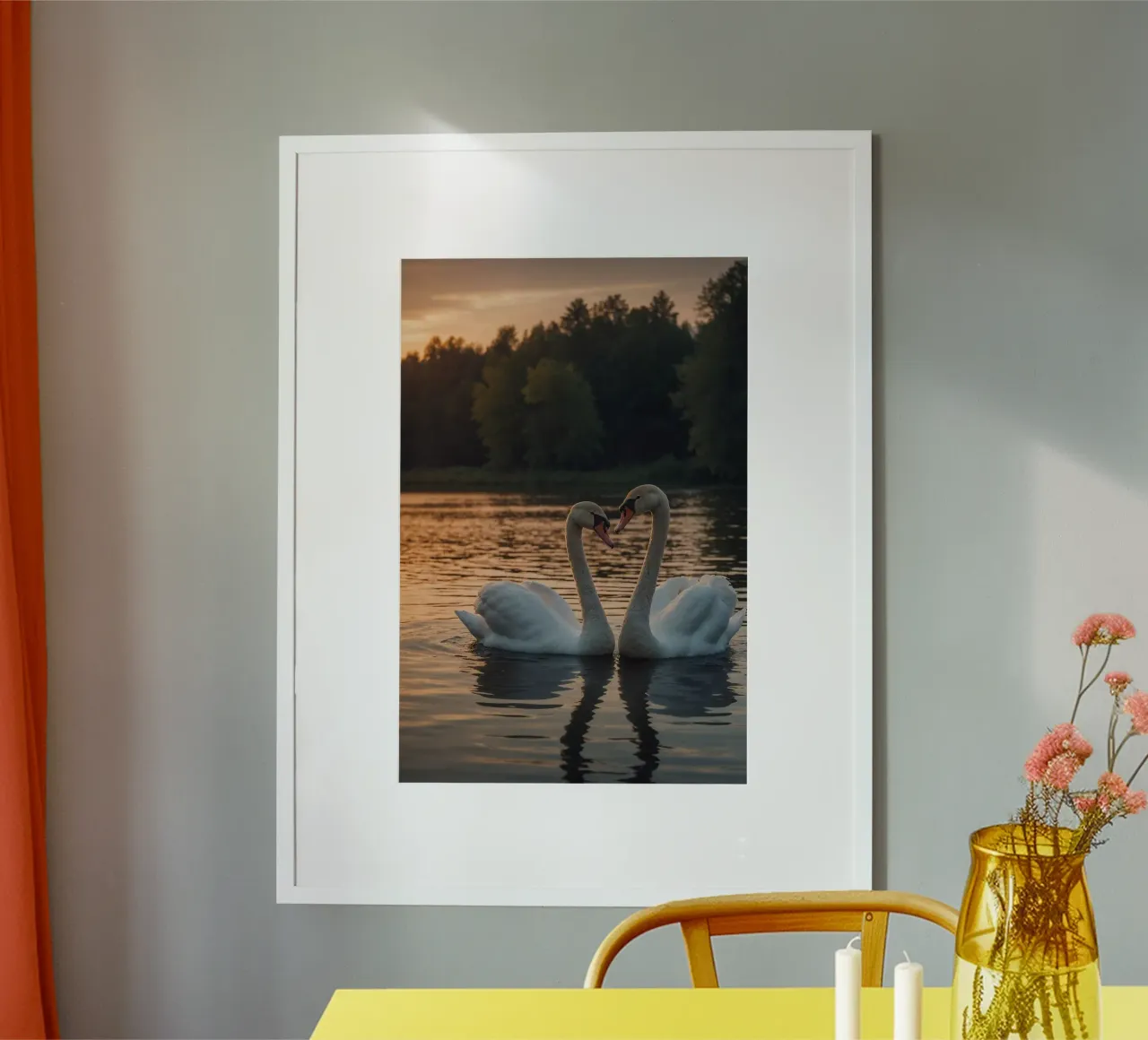 Cigni in un romantico crepuscolo | Werk 5 | Limited poster da Paws & Portraits