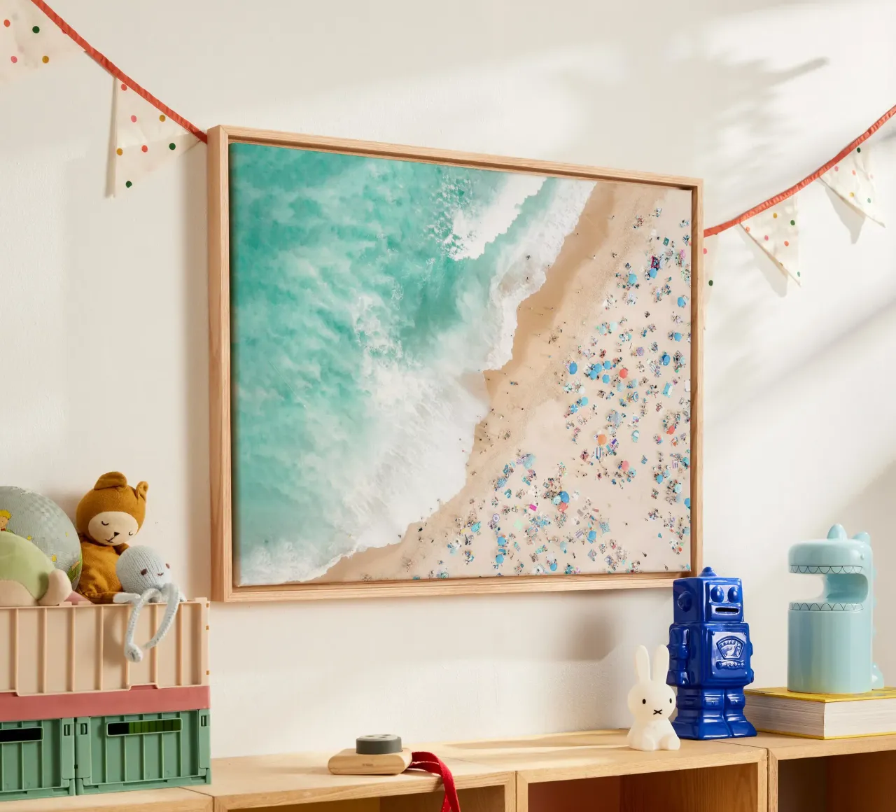 Zomerse dagen- Strand canvas met Baklijst van Kathrin Pienaar
