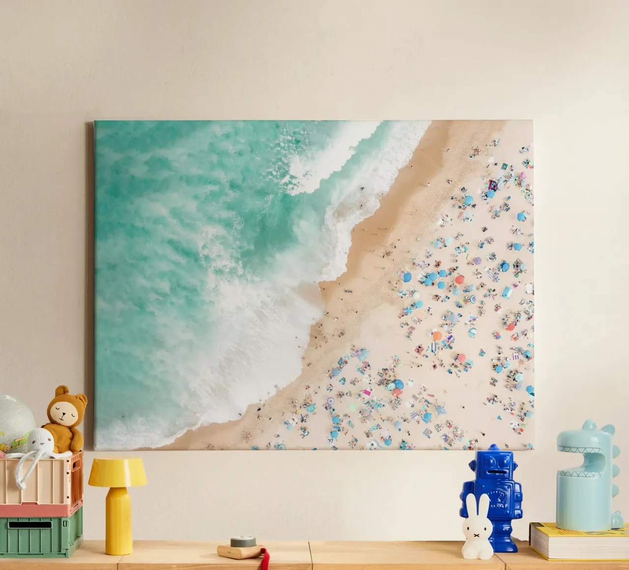 Zomerse dagen- Strand canvas met Baklijst van Kathrin Pienaar