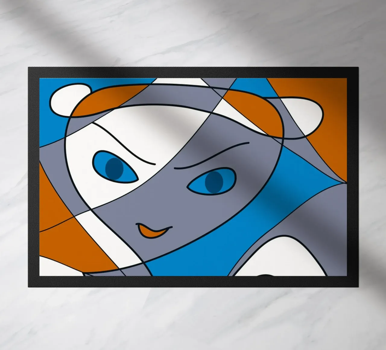 Abstract face doormat by Atteloi Art