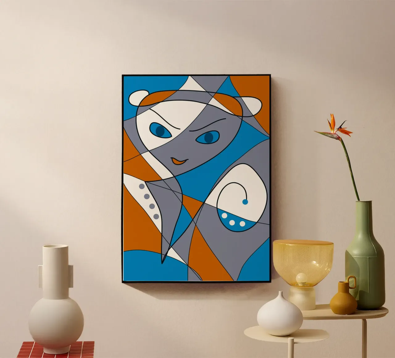 Abstract face acryl van Atteloi Art