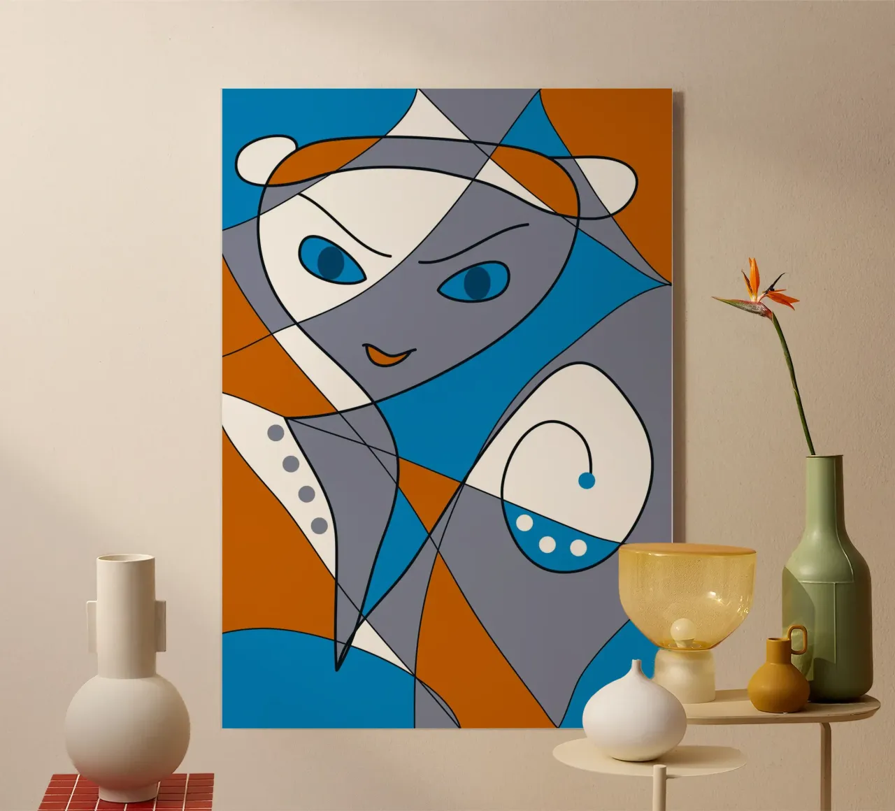 Abstract face acryl van Atteloi Art