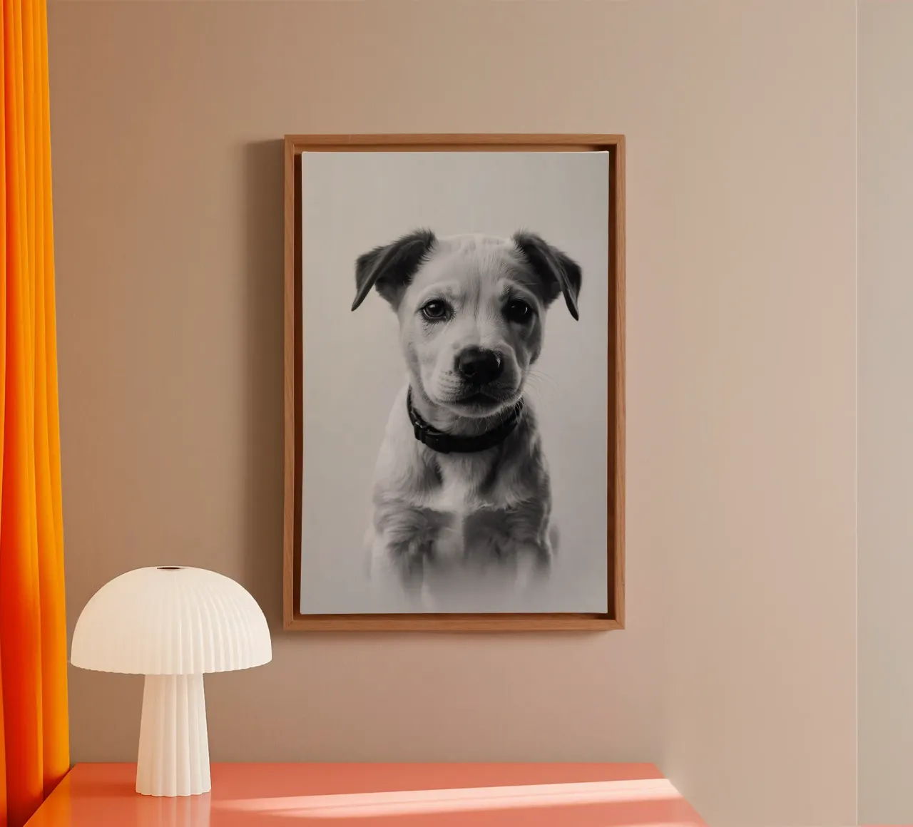 Occhi di cucciolo in bianco e nero | Werk 36 tela con Cornice a cassetta da Paws & Portraits