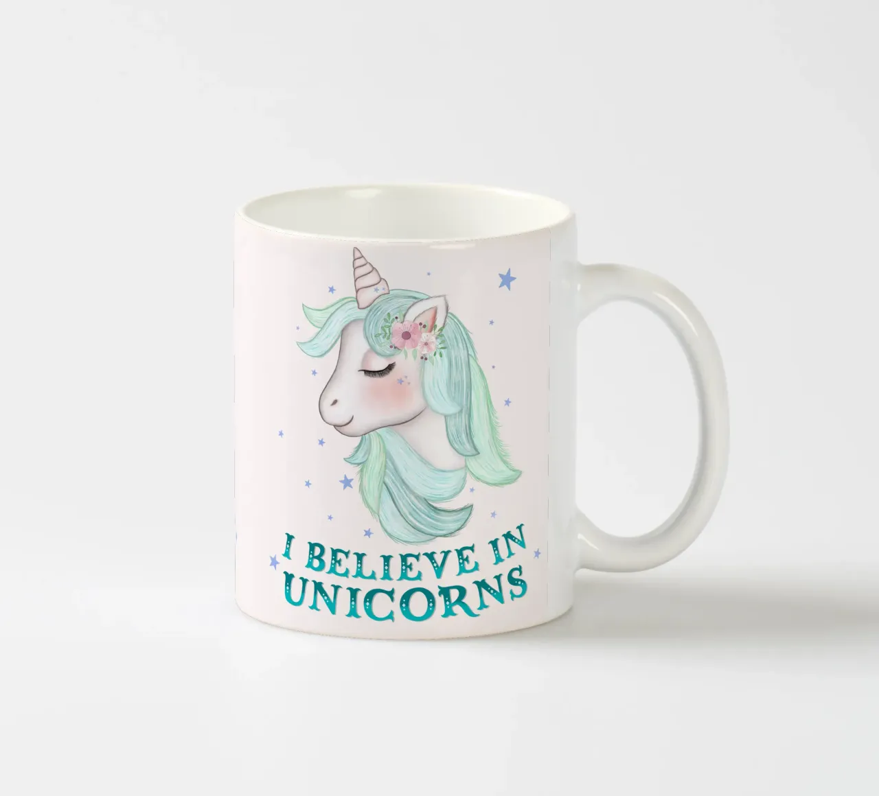 Unicorni: ci credo. tazza in ceramica da CalliLetters