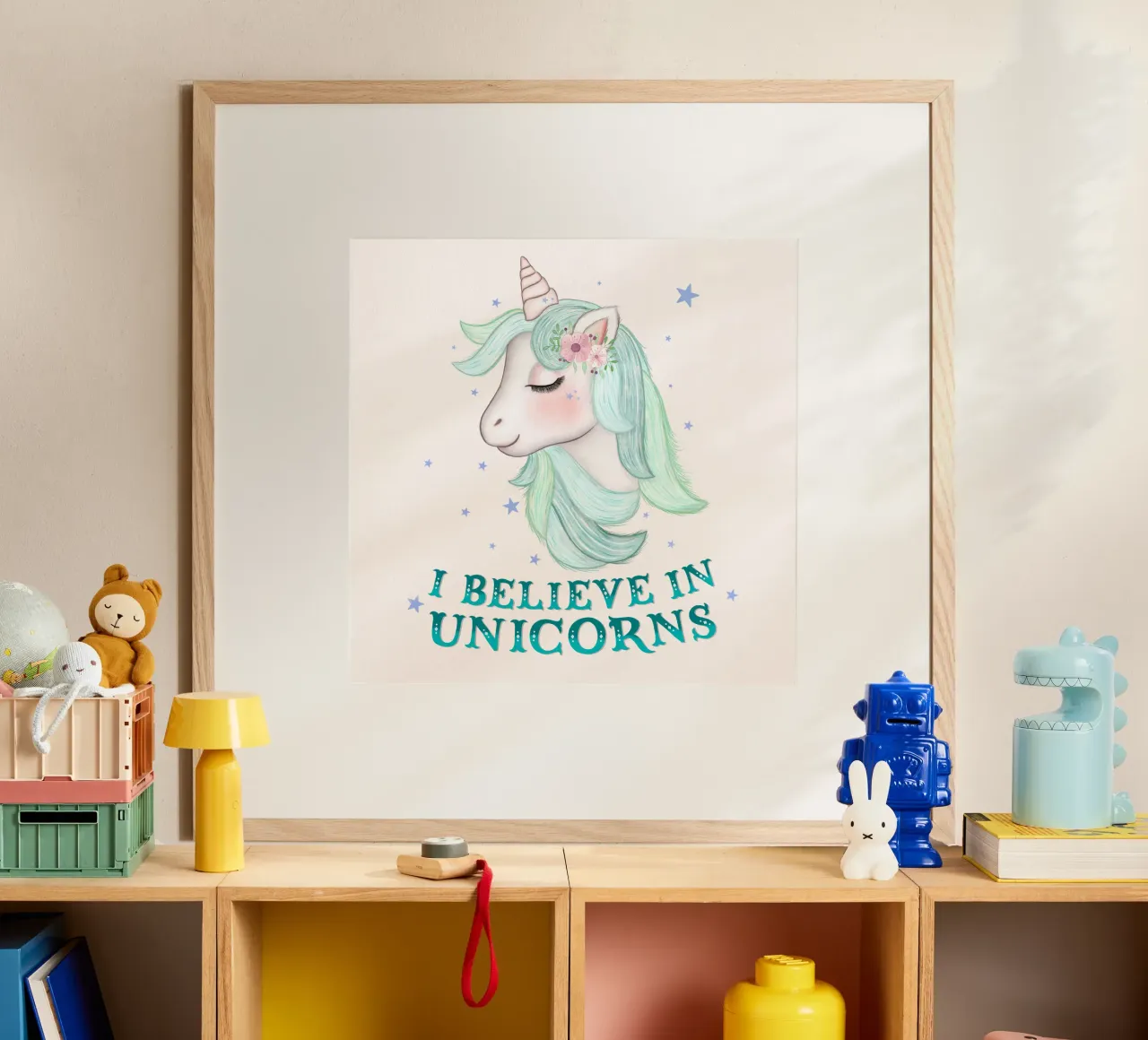 Unicorni: ci credo. poster con telaio in alluminio da CalliLetters